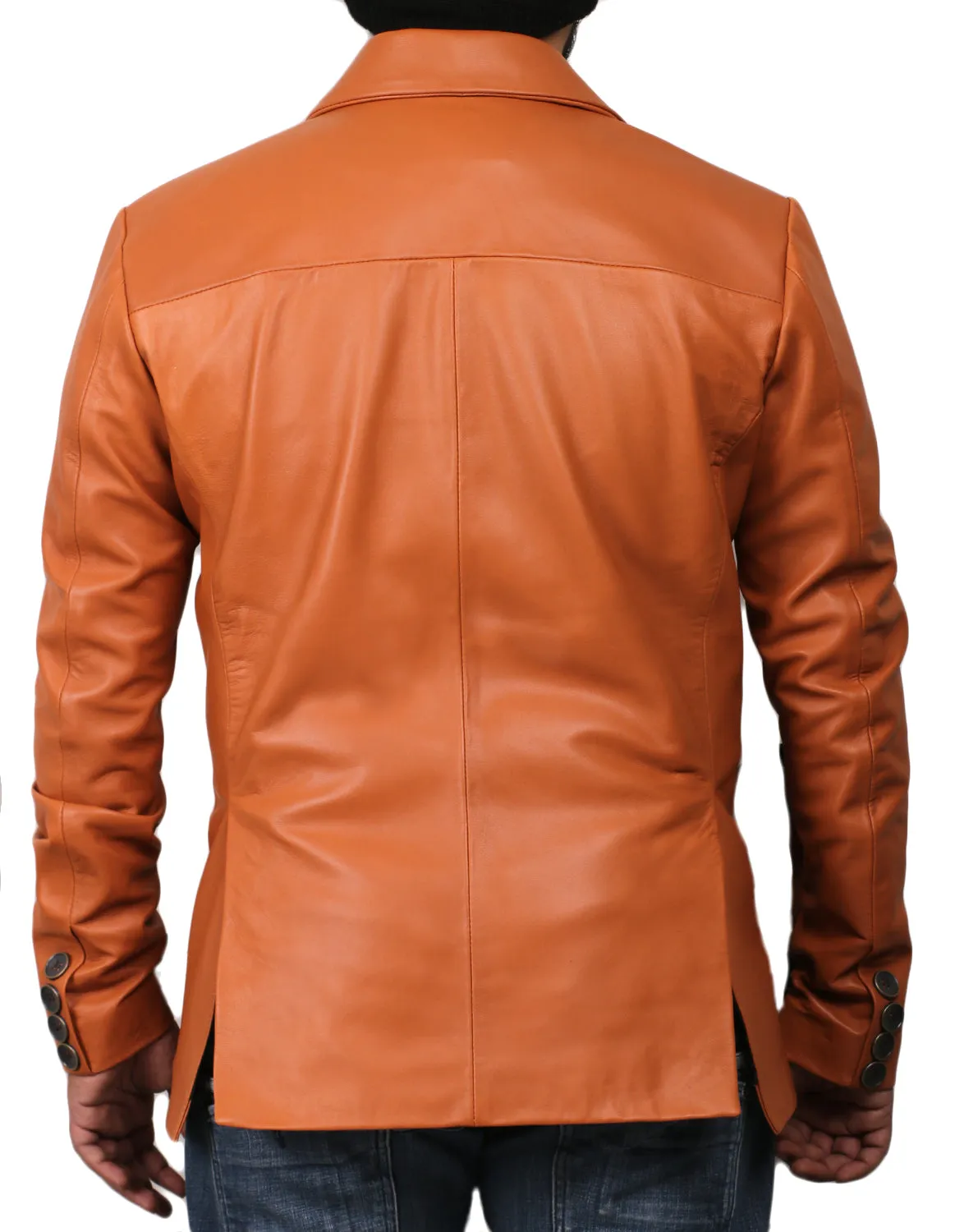 Leather Jackets Hub Mens Genuine Lambskin Leather Coat (Black, Blazer Jacket) - 1501830