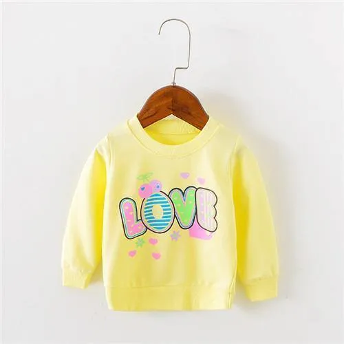 Love patter print long sleeve baby girls tees