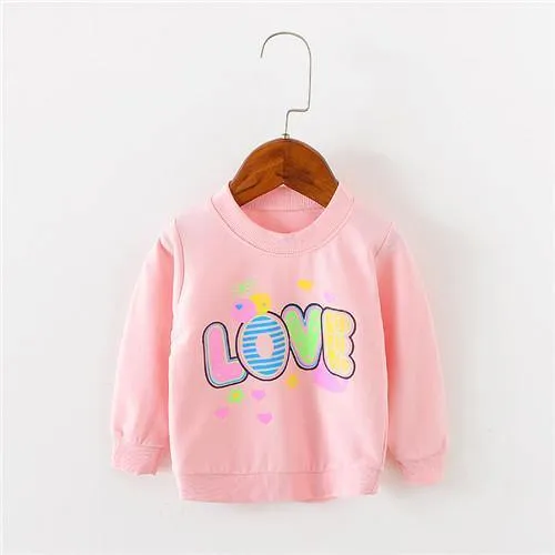 Love patter print long sleeve baby girls tees