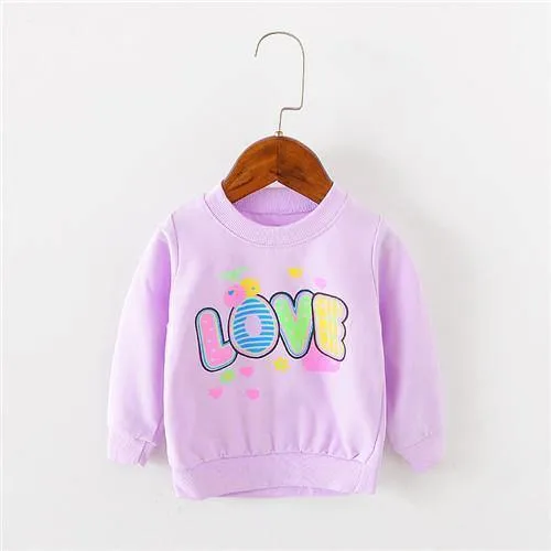 Love patter print long sleeve baby girls tees