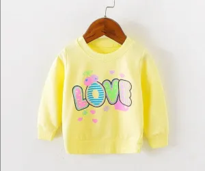 Love patter print long sleeve baby girls tees