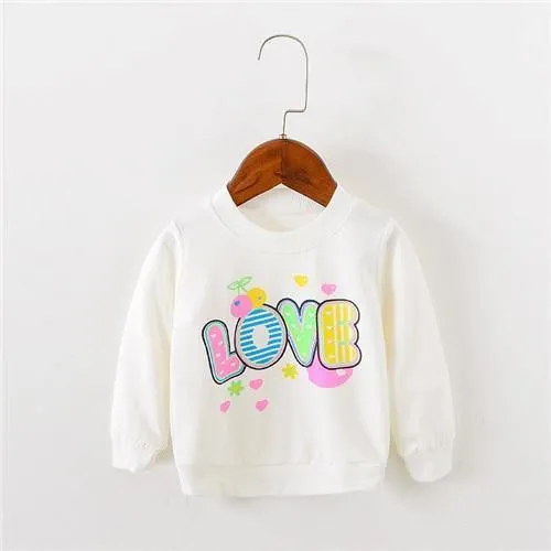 Love patter print long sleeve baby girls tees