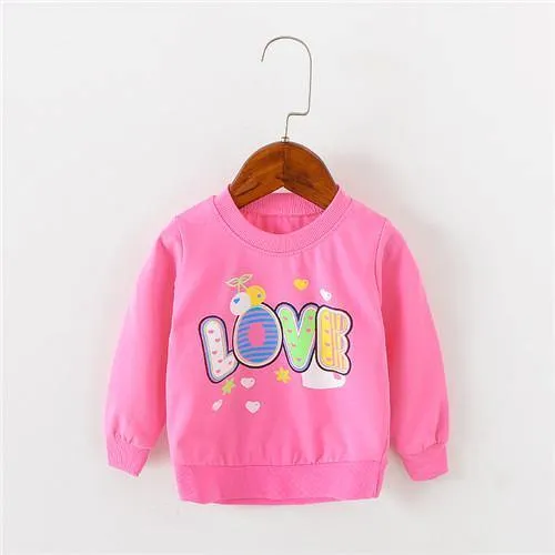 Love patter print long sleeve baby girls tees
