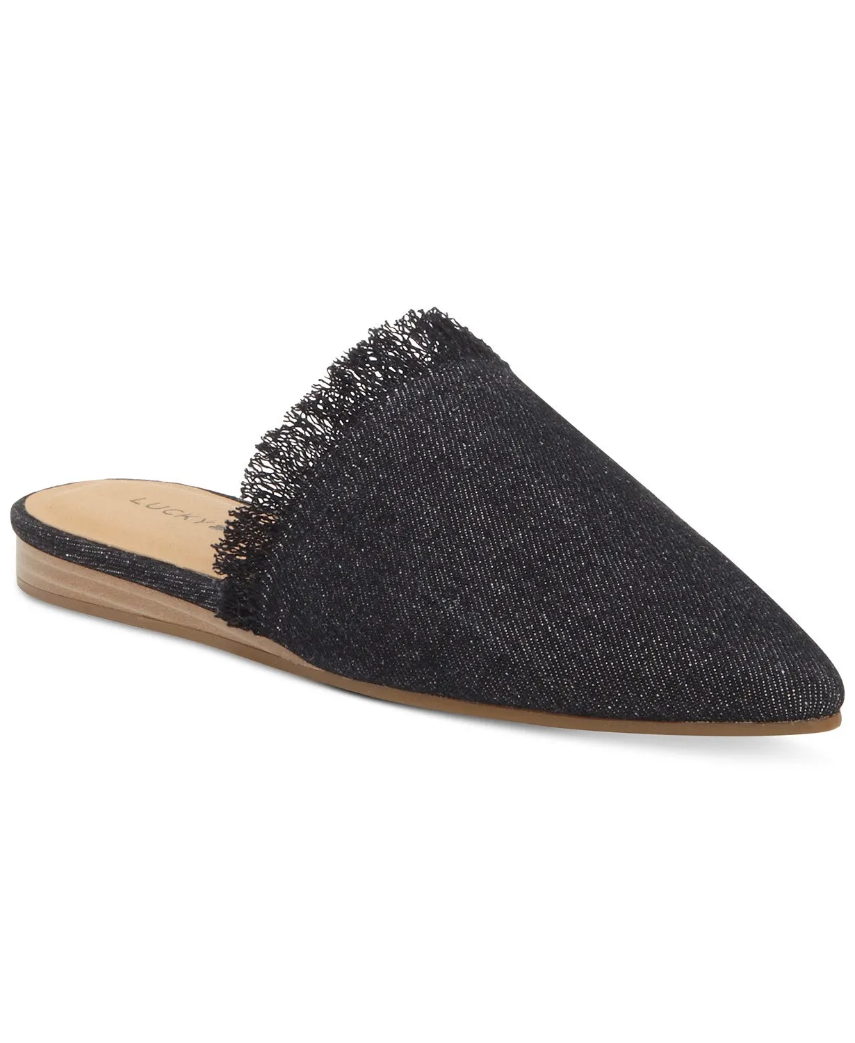 Lucky Women's LK-Bapsee Mule, Black Denim Pointed Toe Slides