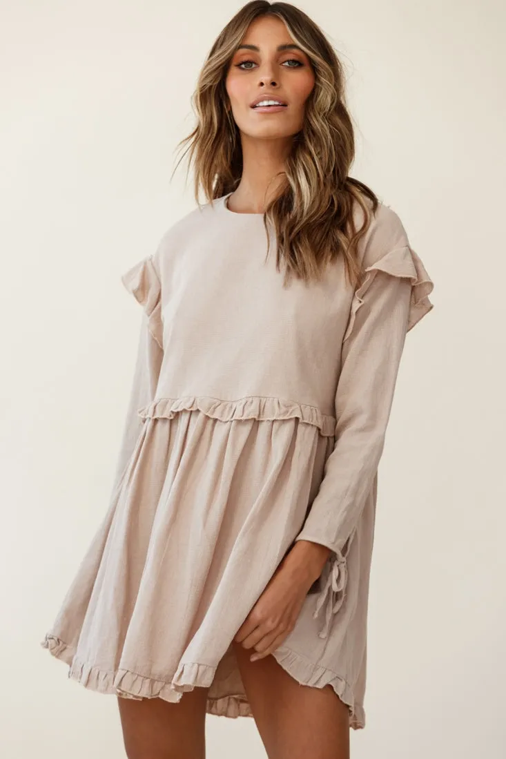 Marion Long Sleeve Shift Dress Mocha