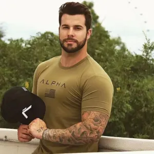 Men's Fitness T-shirt 3d Letter Pattern Short Sleeve Oversized Breathable Sports Top Harajuku Fashion Summer Male Tees S1275746