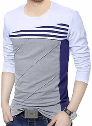 Men's Multicoloured Cotton Self Pattern Round Neck Tees