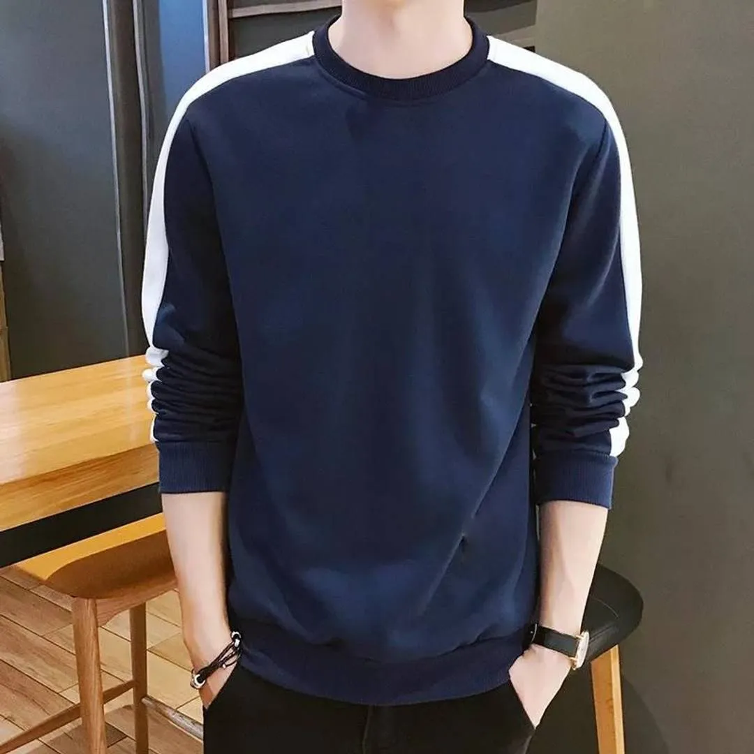 Men's Navy Blue Self Pattern Cotton Slim Fit