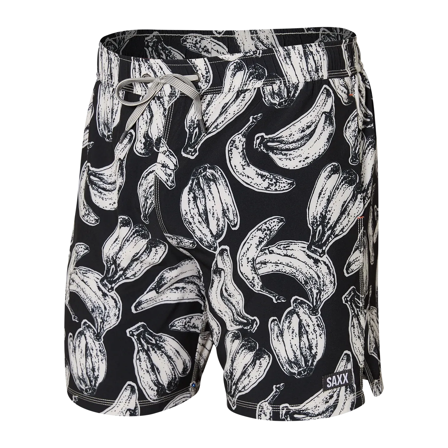 Men's SAXX Oh Buoy Swim Shorts 7" Pattern: Banana Bunch-Black