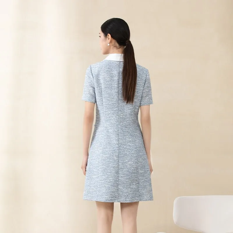 Mist Blue V Neck Midi Dress