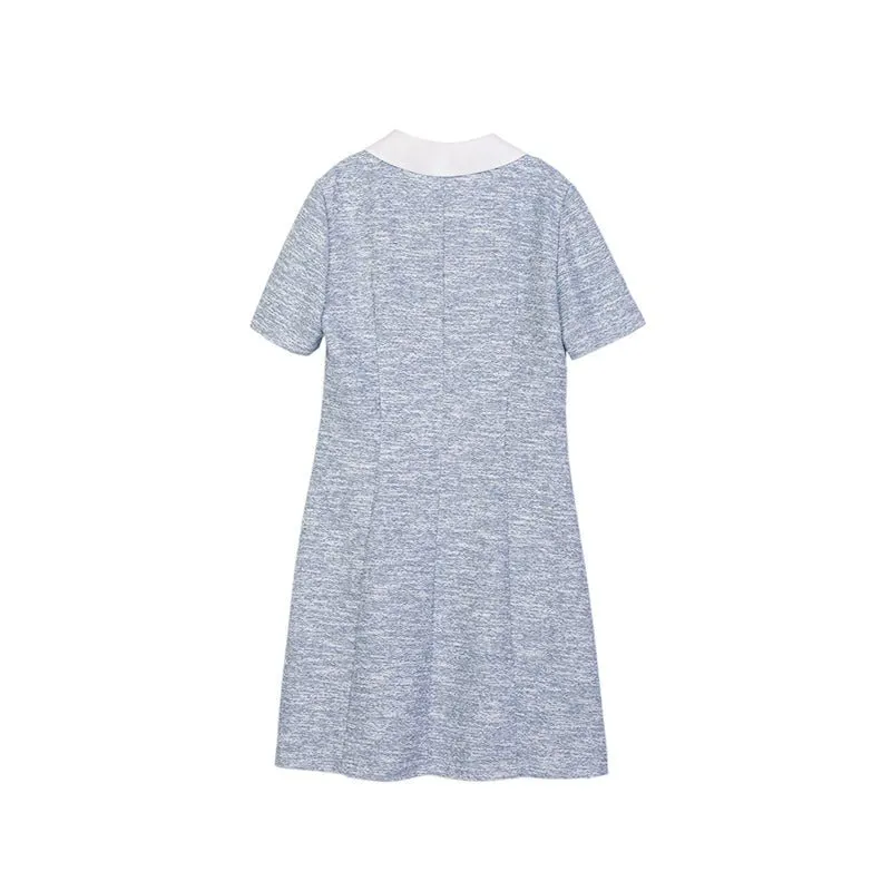 Mist Blue V Neck Midi Dress