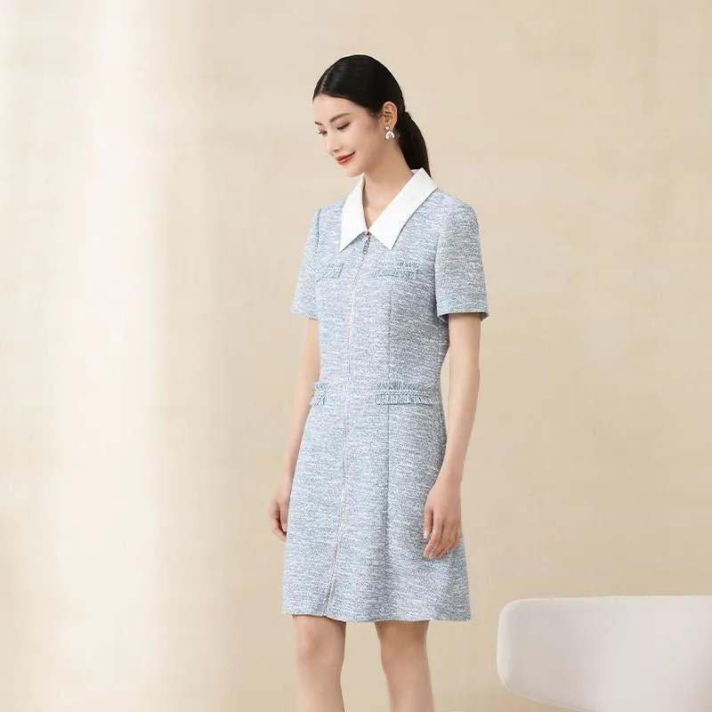 Mist Blue V Neck Midi Dress
