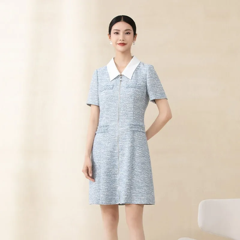 Mist Blue V Neck Midi Dress