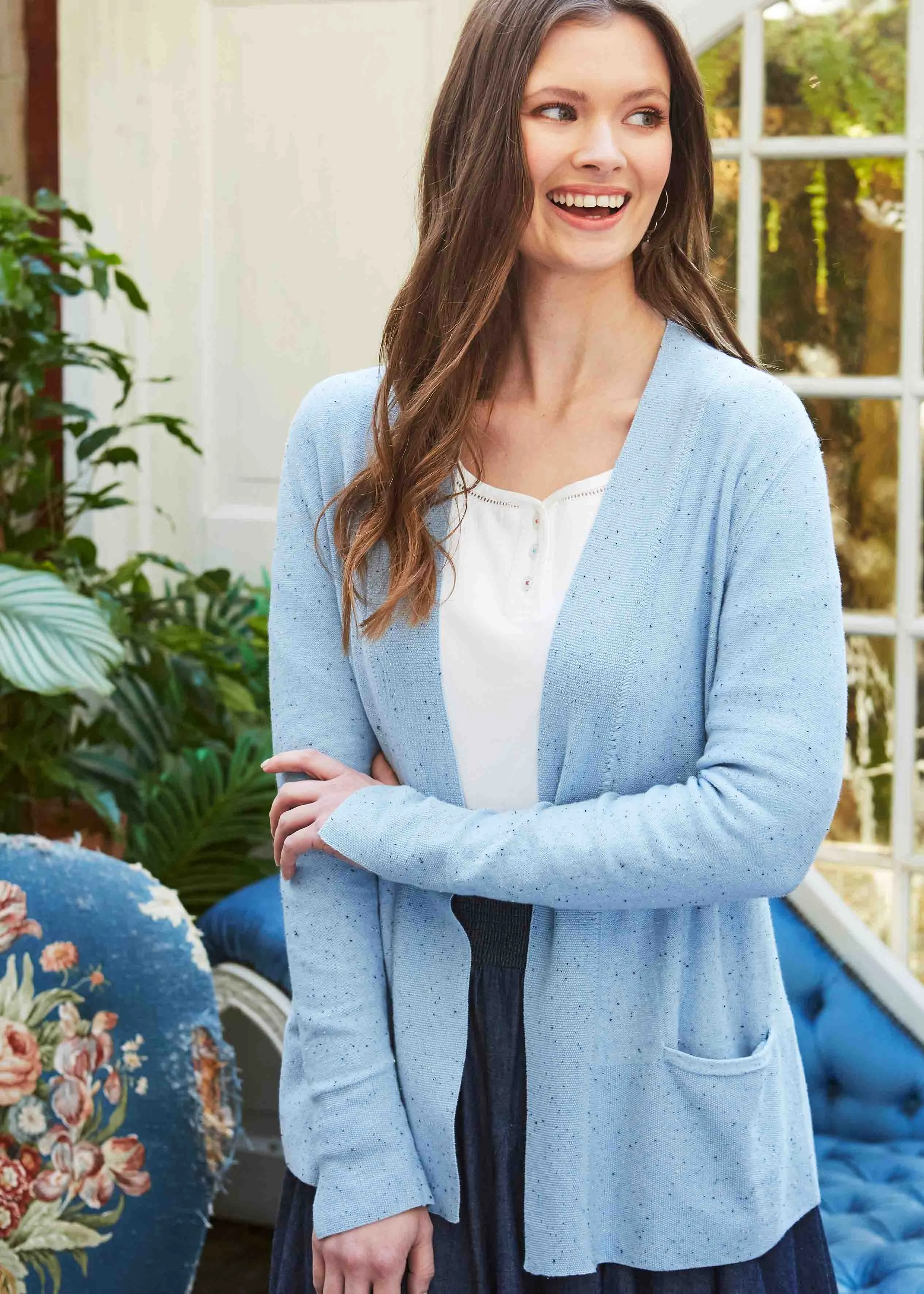 Myra Cotton Rich Relaxed Fit Open Cardigan