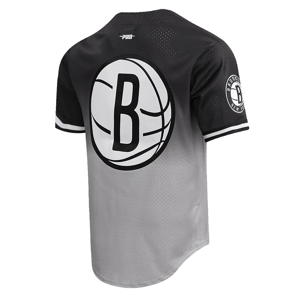 NBA BROOKLYN NETS TEAM MEN'S MESH BUTTON DOWN SHIRT (BLACK/GRAY)