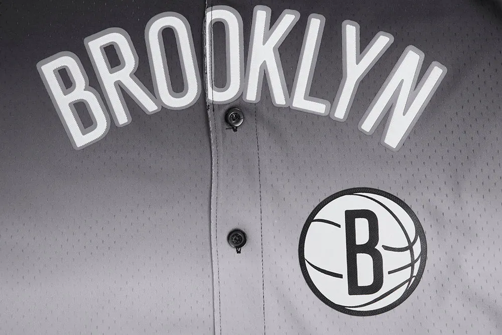NBA BROOKLYN NETS TEAM MEN'S MESH BUTTON DOWN SHIRT (BLACK/GRAY)