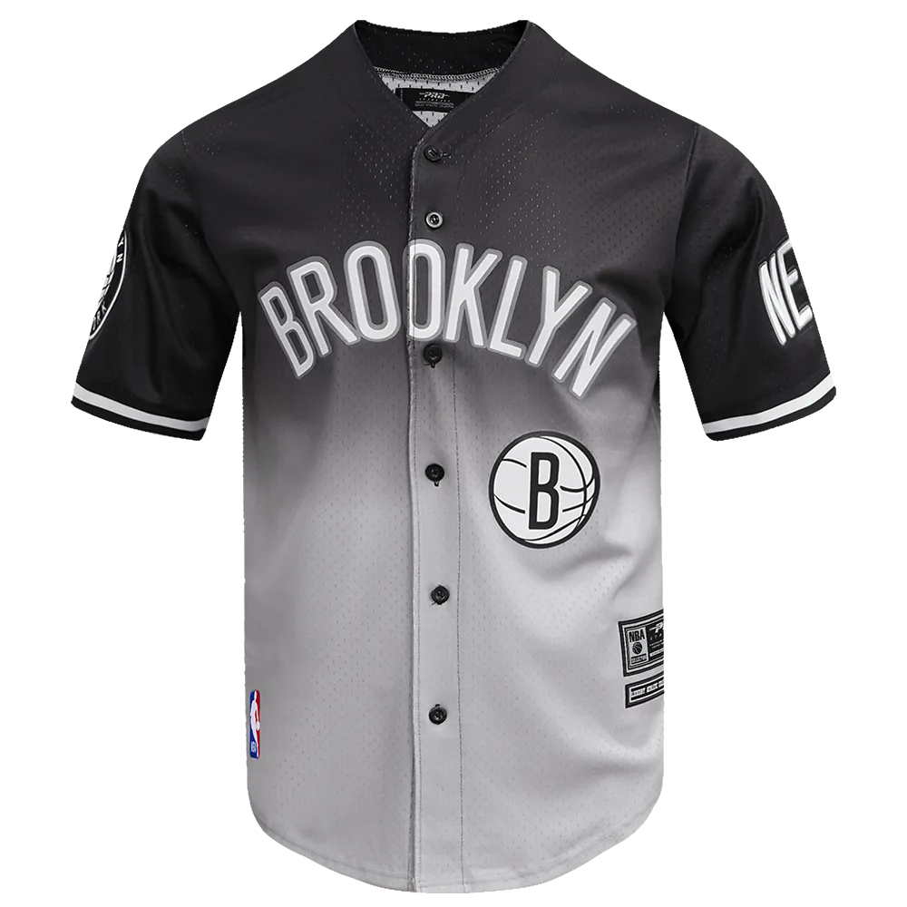 NBA BROOKLYN NETS TEAM MEN'S MESH BUTTON DOWN SHIRT (BLACK/GRAY)