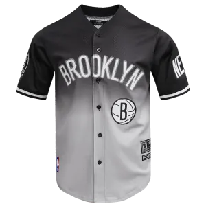 NBA BROOKLYN NETS TEAM MEN'S MESH BUTTON DOWN SHIRT (BLACK/GRAY)