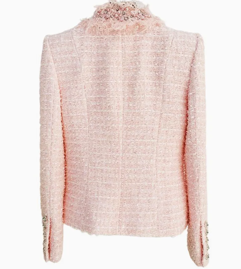 Ophelia Pink Tweed Blazer with Chrystal Buttons-( Special Order)