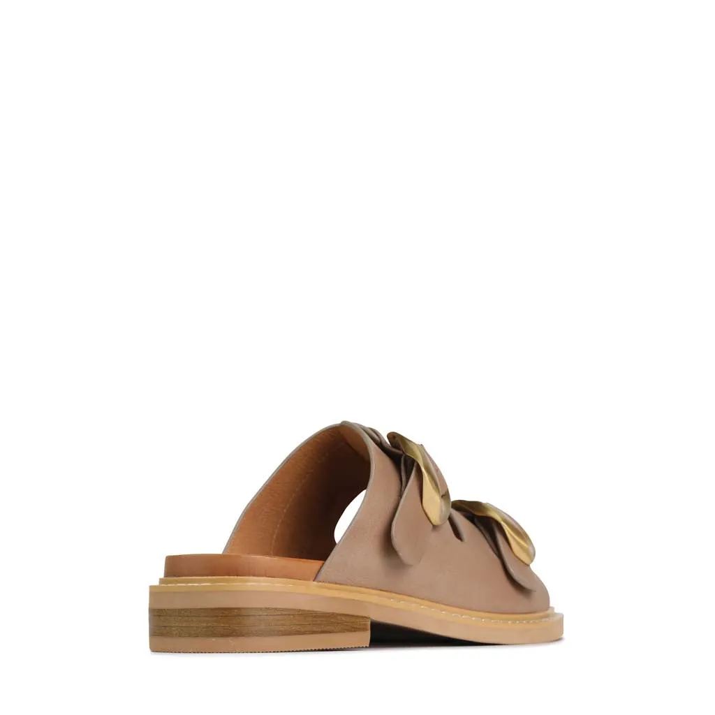 ORNATE LEATHER SLIDE SANDALS