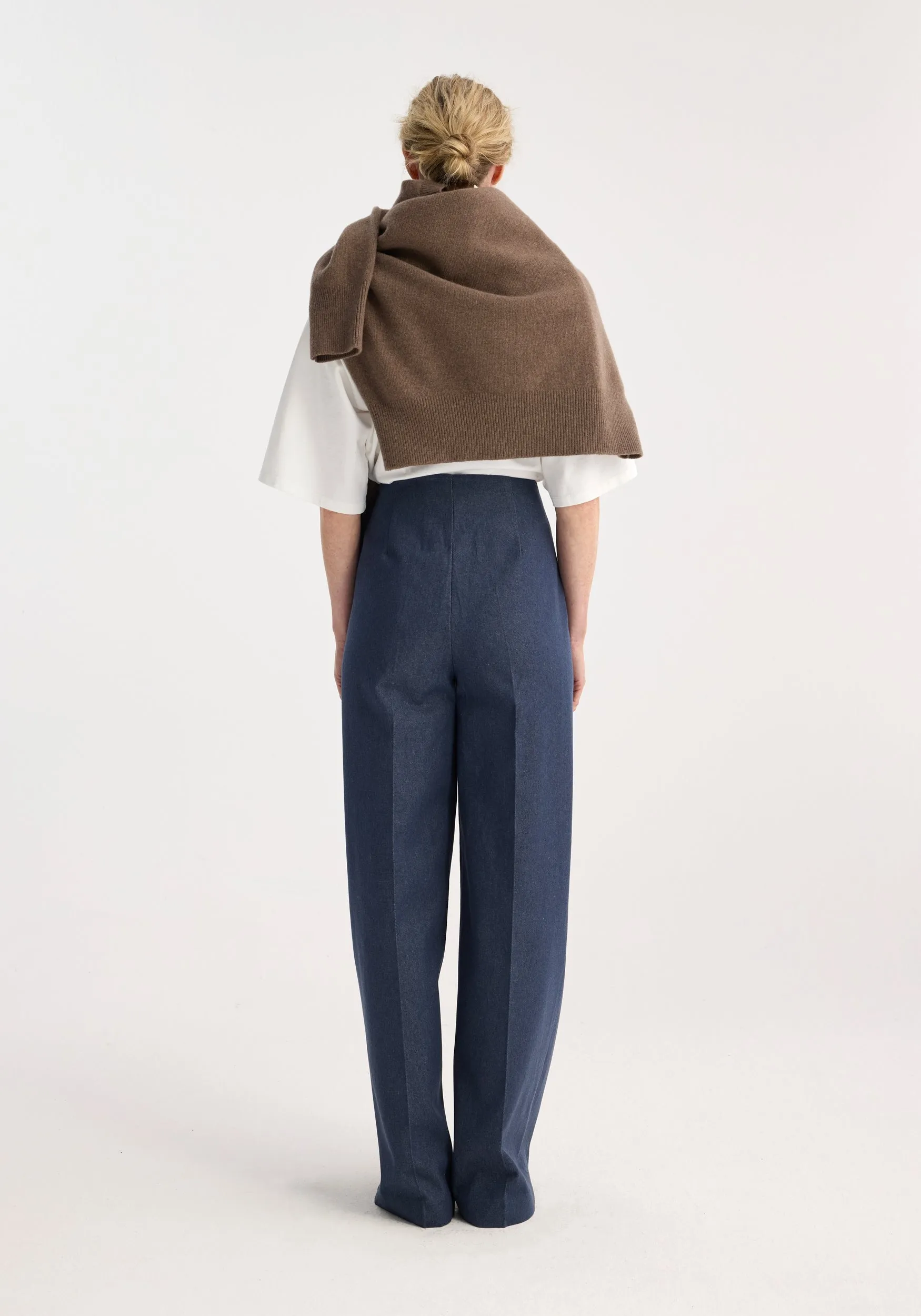 Palazzo-leg denim trousers | indigo