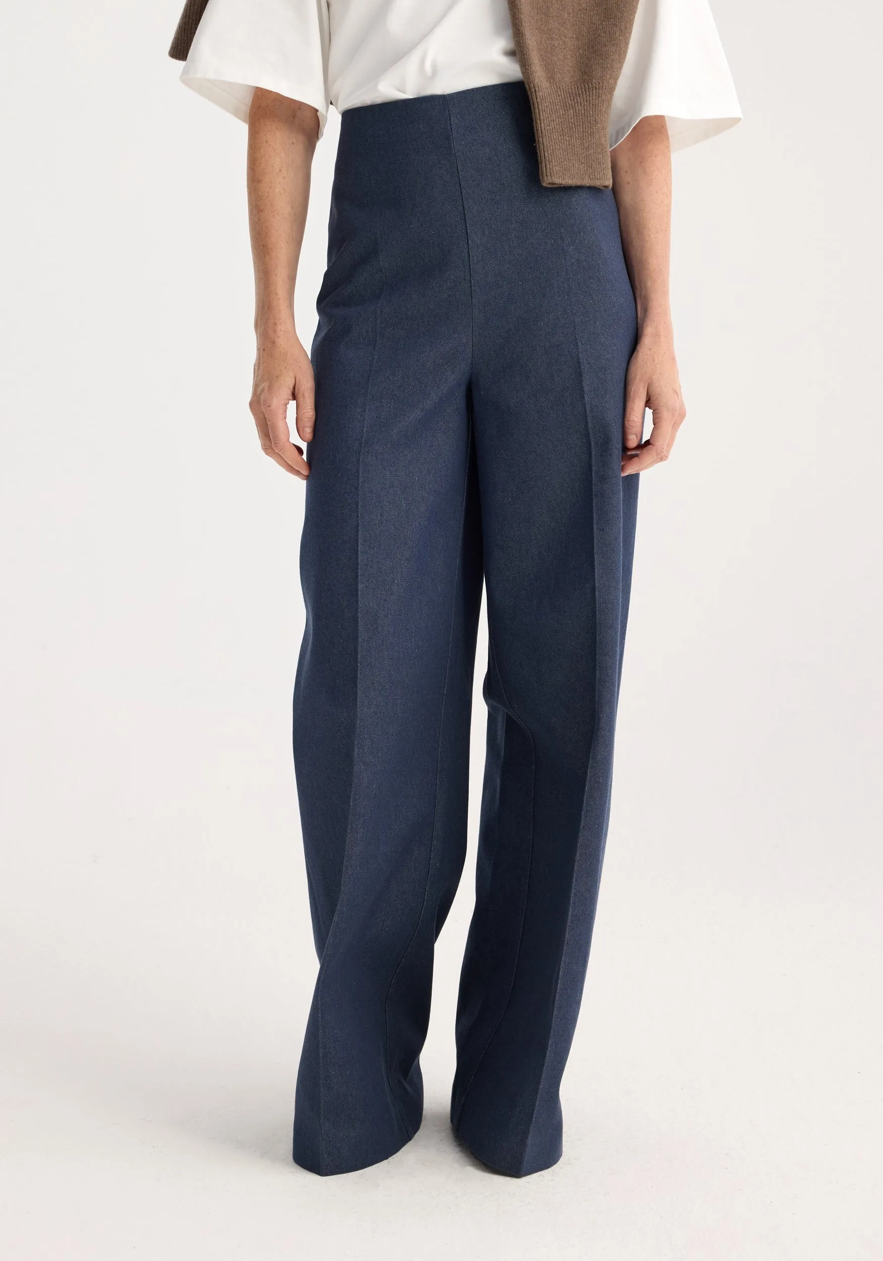 Palazzo-leg denim trousers | indigo