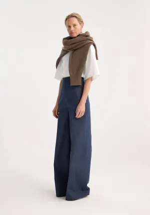 Palazzo-leg denim trousers | indigo