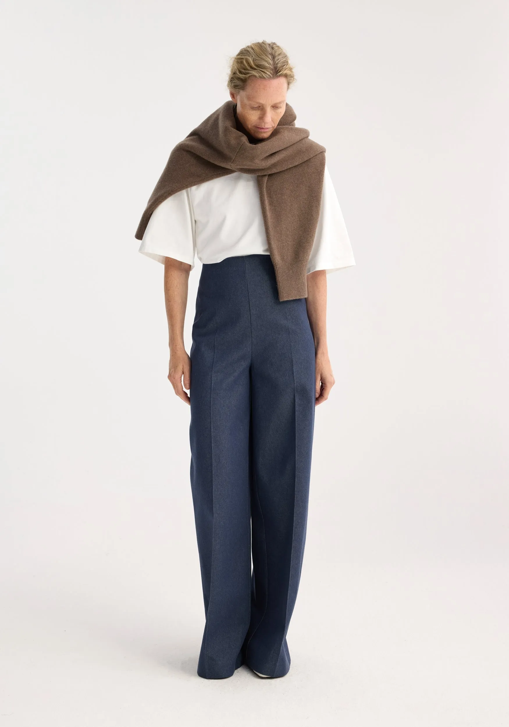 Palazzo-leg denim trousers | indigo