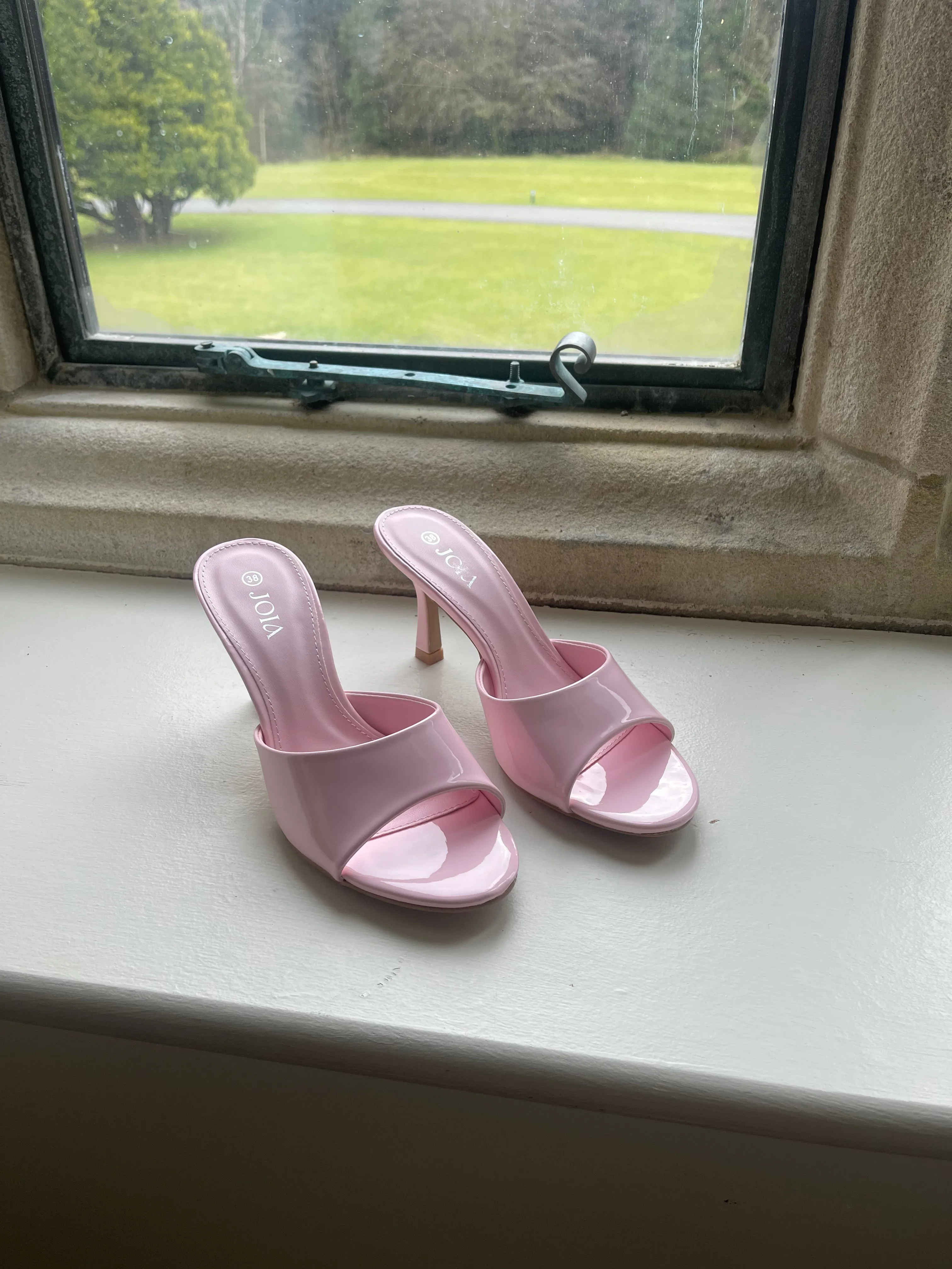 Pamela Rose Pink Slip On Heeled Mules