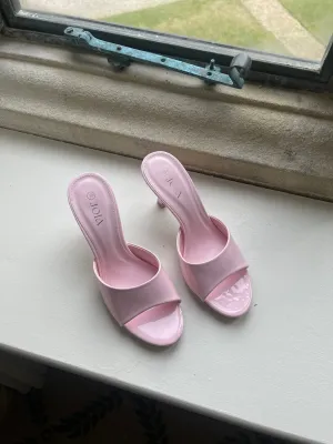 Pamela Rose Pink Slip On Heeled Mules