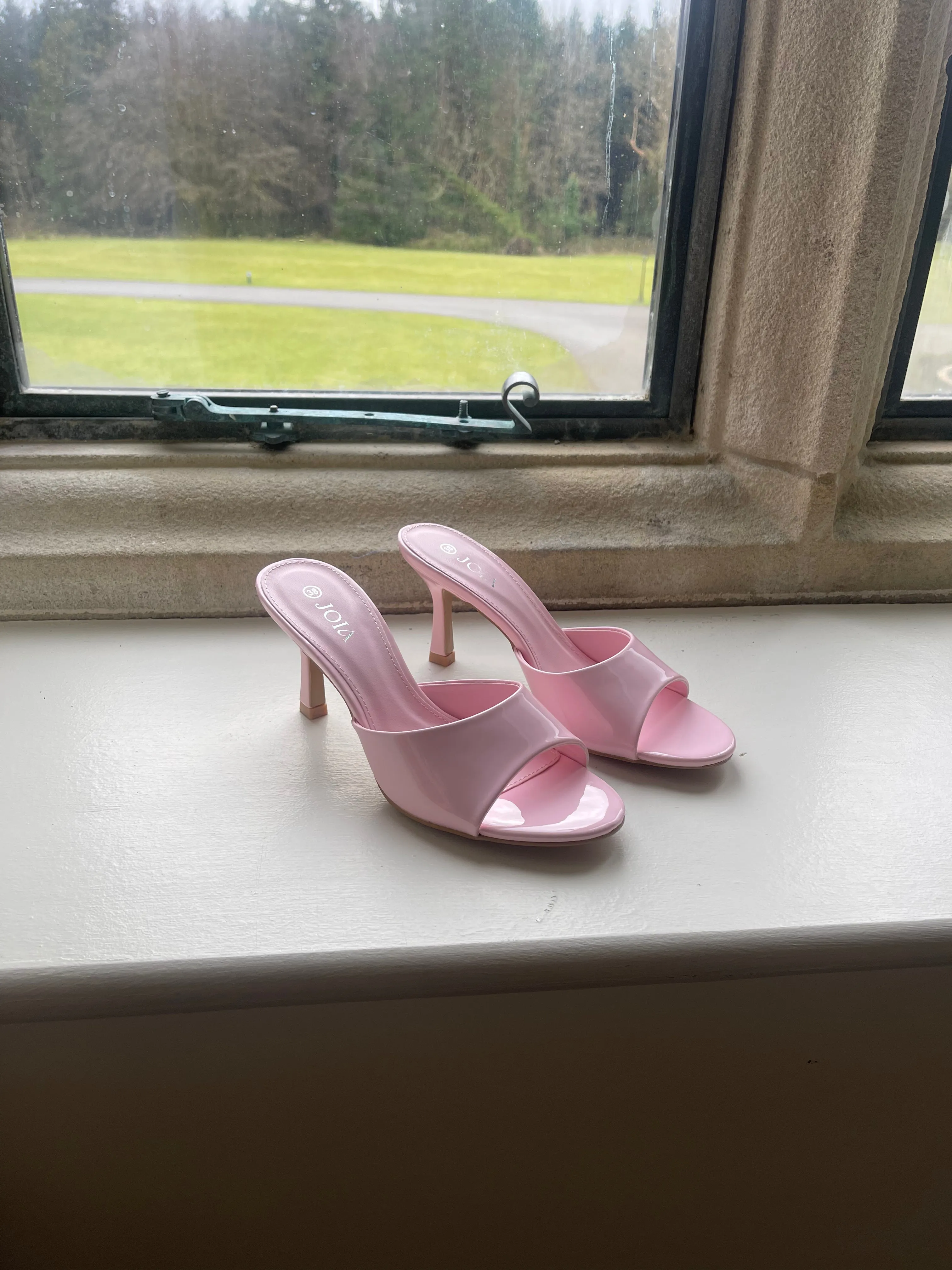 Pamela Rose Pink Slip On Heeled Mules