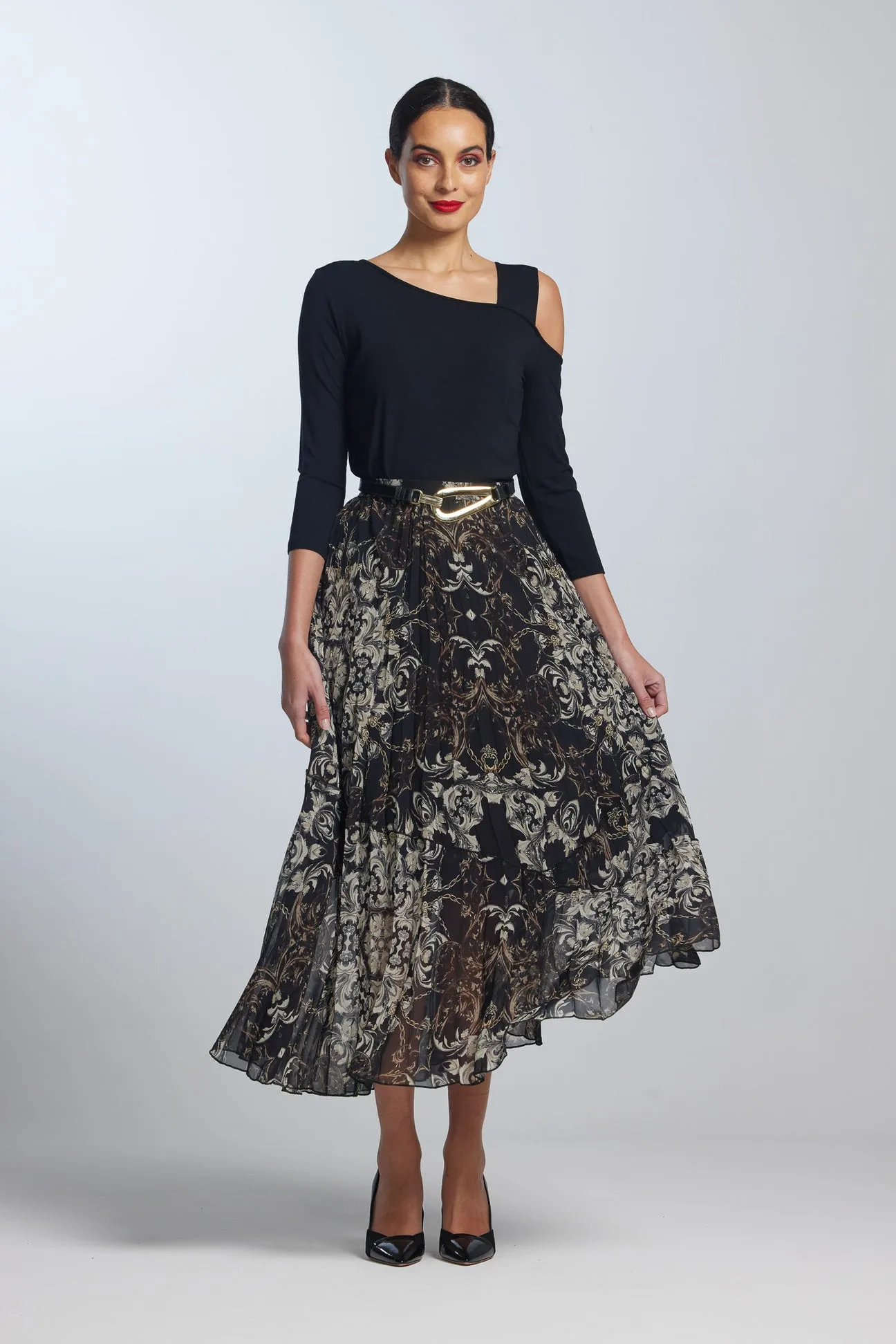 Paula Ryan Venezia Chiffon Pleat Skirt