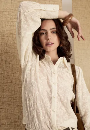 PC8161 Feodora Embroidered Shirt - Gardenia