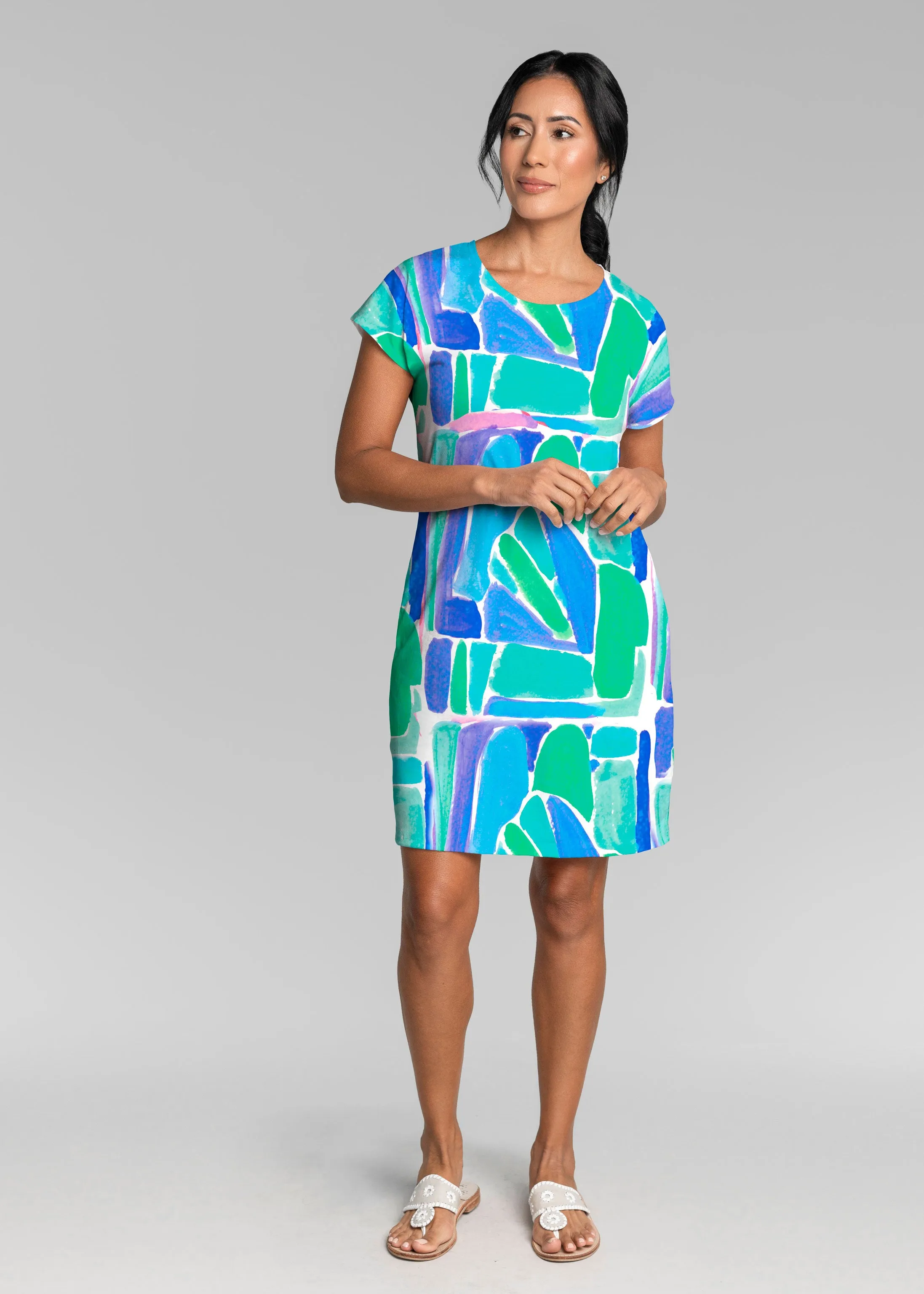 Pebble Walk Blue (17260) ~ Lucy Tee Dress
