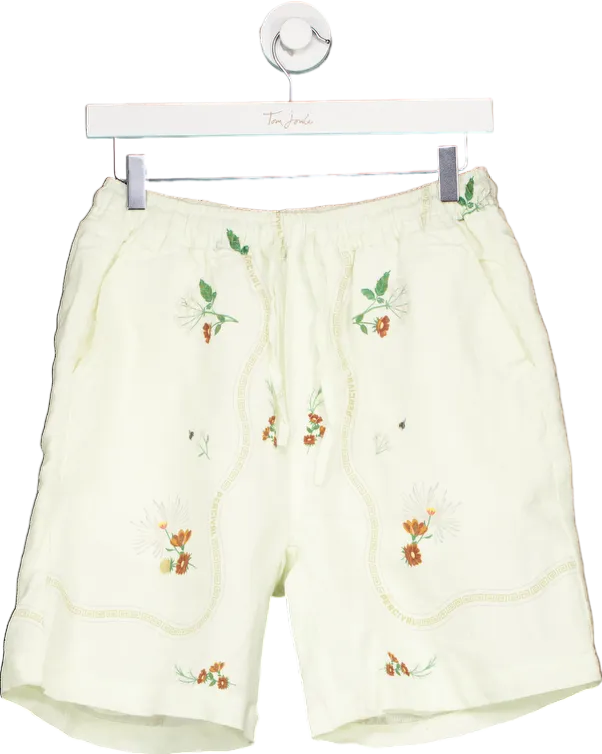Percival Off-White Embroidered Linen Shorts UK 30