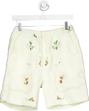 Percival Off-White Embroidered Linen Shorts UK 30