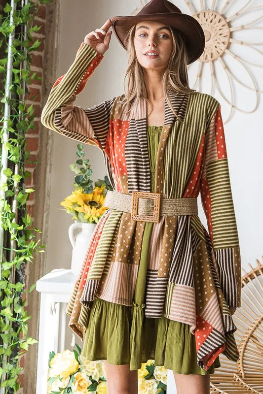 PLUS POLKADOT PRINT CARDIGAN