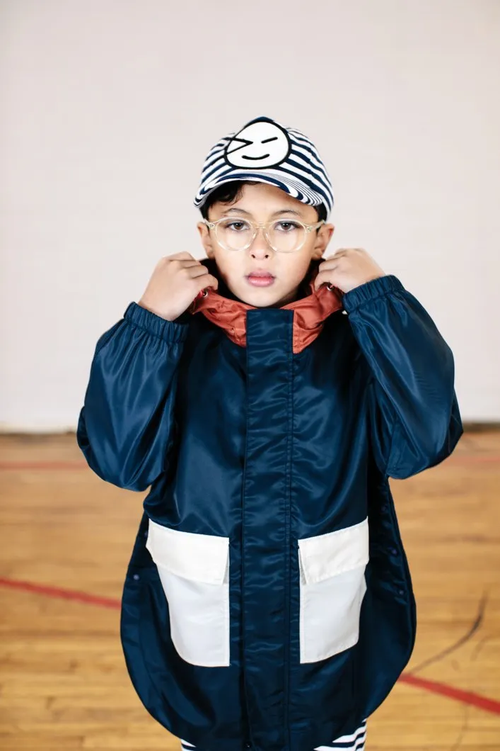 Poncho Zip Through Navy Rust