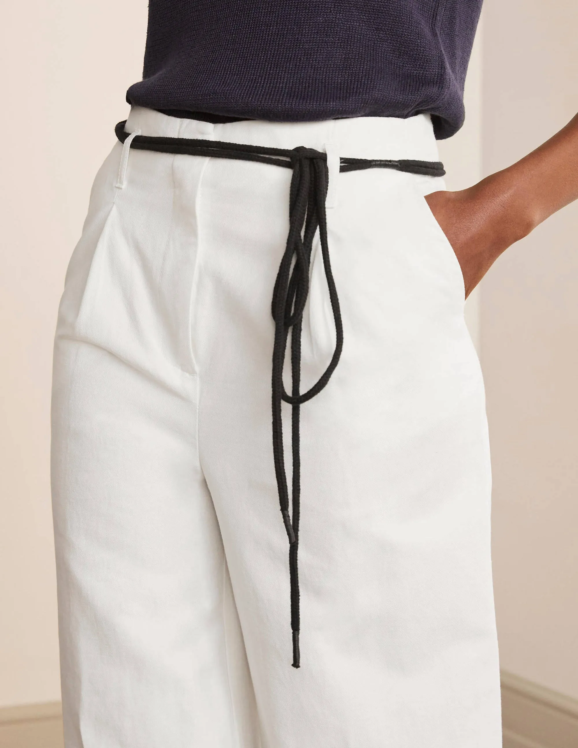 Portree Belted Trousers-White