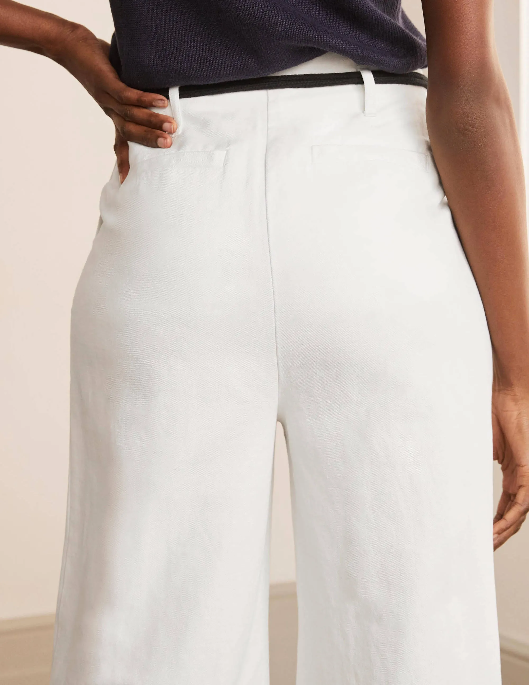 Portree Belted Trousers-White