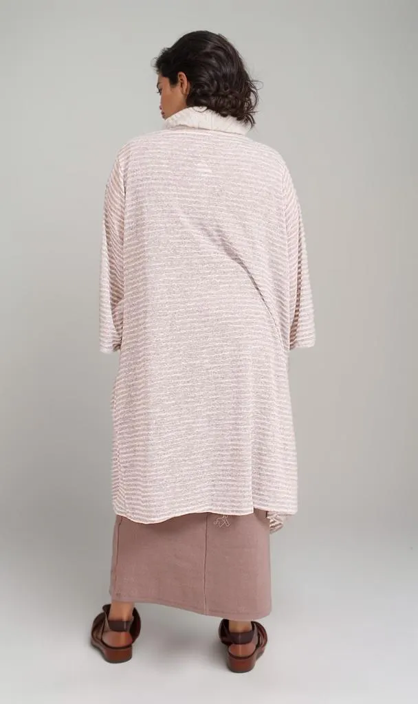 R207772 -Slub Jaquard Open Cardigan - Pink