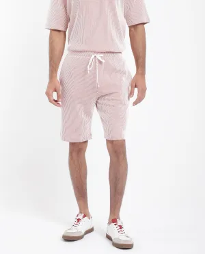 Rare Rabbit Men's Zavet-B Rust Cotton Polyester Fabric Knee Length Regular Fit Self Stripe Textured Shorts