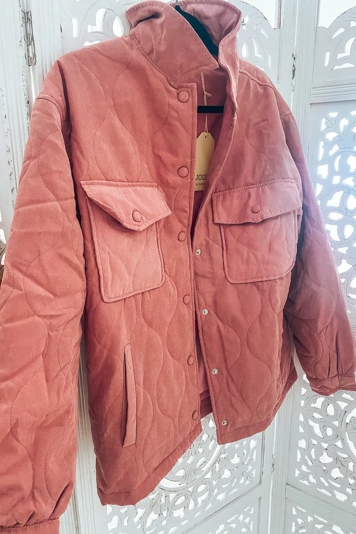 Reese Rose Quilted Lightweight Puffer Jacket