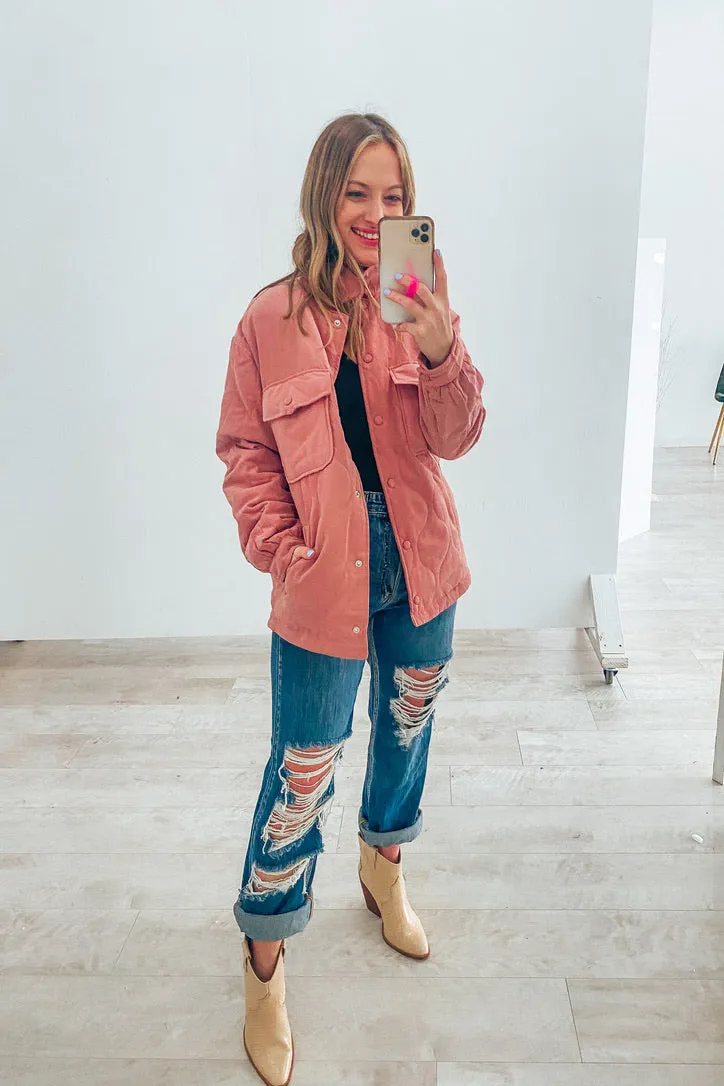 Reese Rose Quilted Lightweight Puffer Jacket