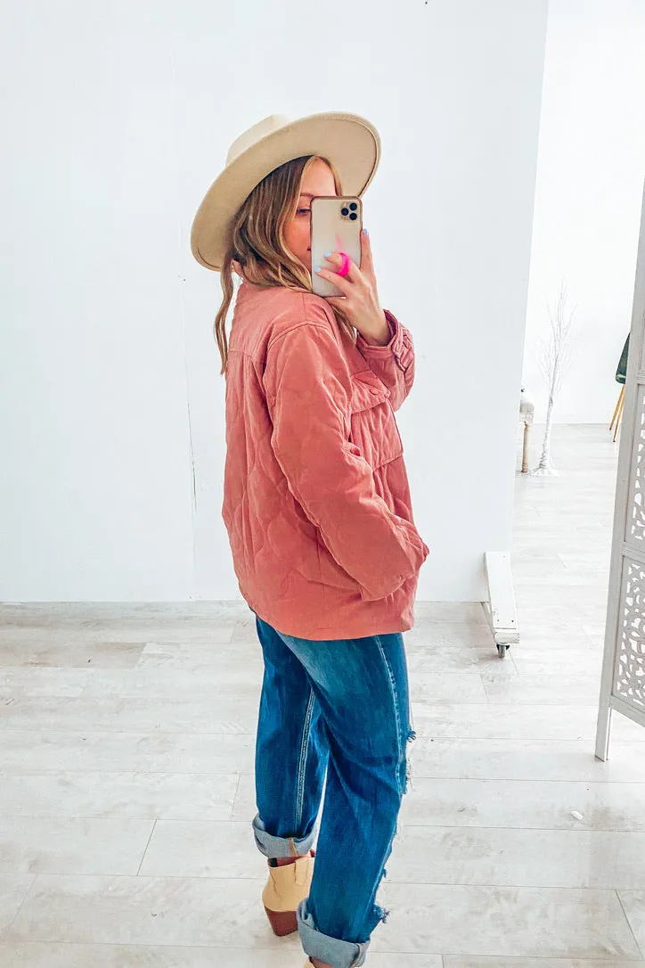 Reese Rose Quilted Lightweight Puffer Jacket