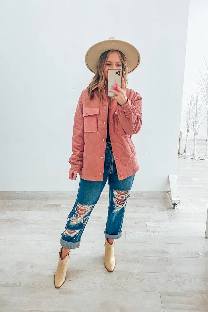 Reese Rose Quilted Lightweight Puffer Jacket