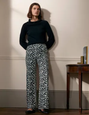 Relaxed Bootcut Trousers-Black, Camo Floral