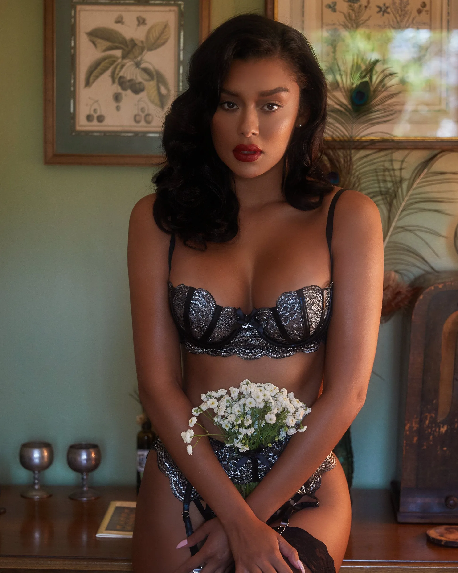 Roma 3pc Metallic Bra & Garter Set Roma Confidential