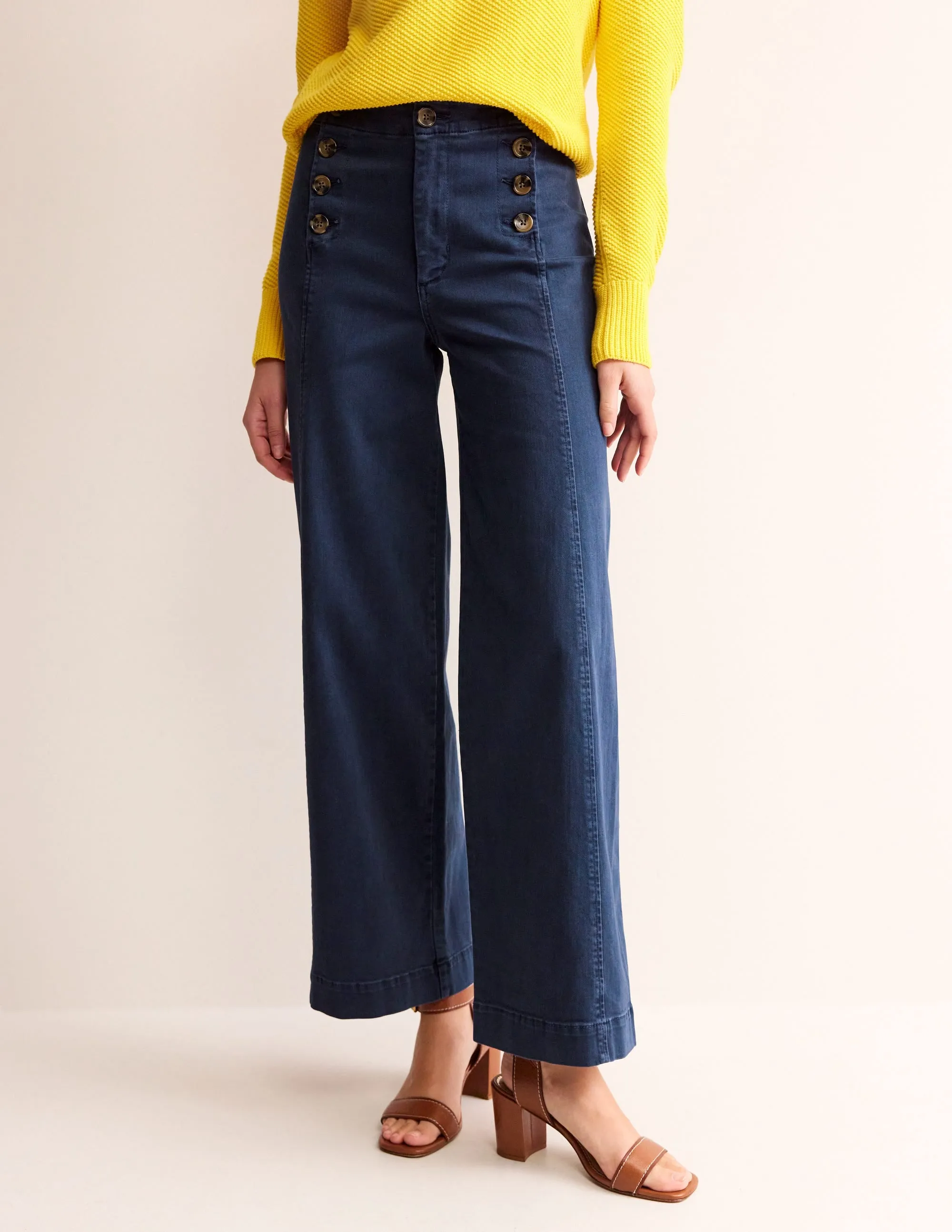 Sailor Wide Leg Trousers-Navy