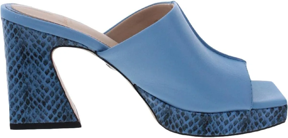 Sam Edelman Wilton True Blue Block Heeled Slip On Squared Open Toe Mules
